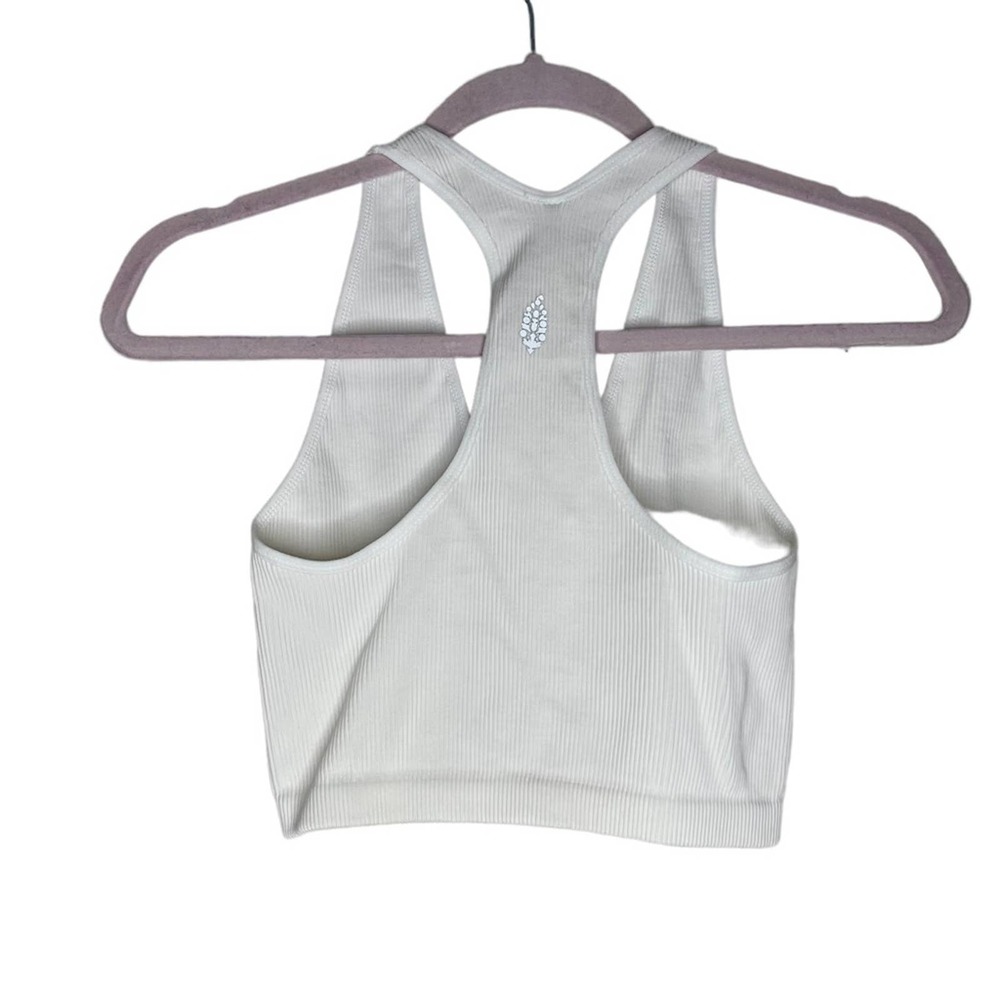 NWT Free People Movement White Vneck Ribbed Cropped Tank - Picture 2 of 4